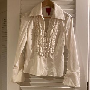 Women's tuxedo blouse with bell sleeves